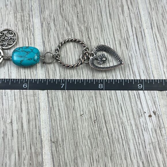 Large Turquoise & silver tone Dragonfly pendant and bangle watch.  Lot of 2 - Picture 10 of 10